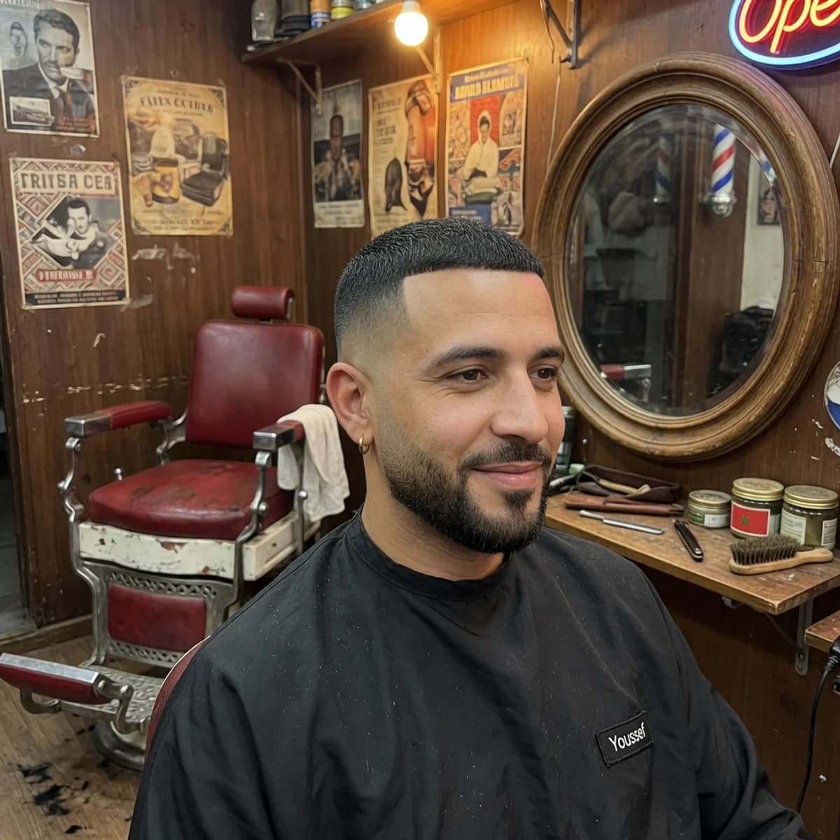 Portret van barber Malik Hassan in zijn shop