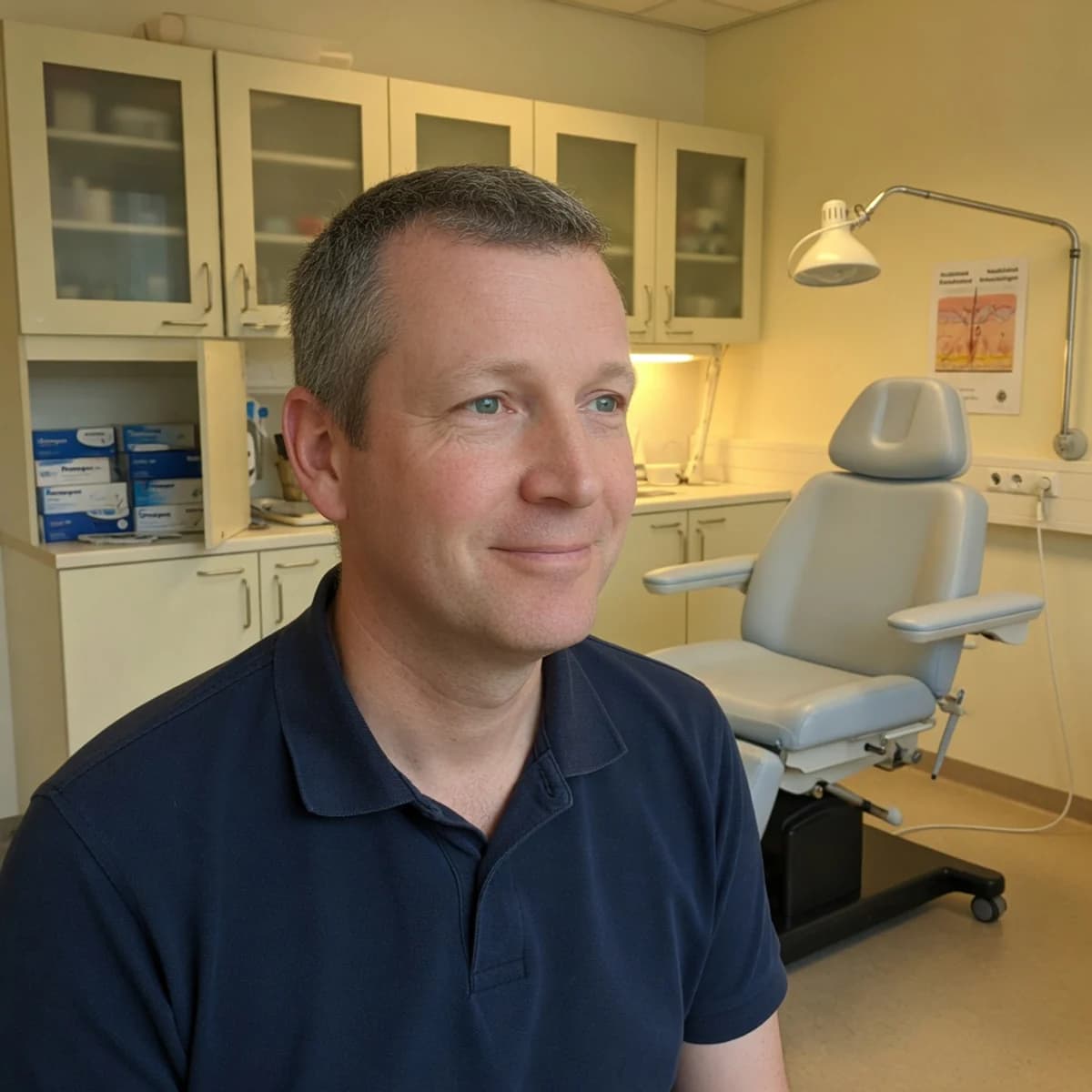 Portret van huidtherapeut Sander Vink in zijn kliniek