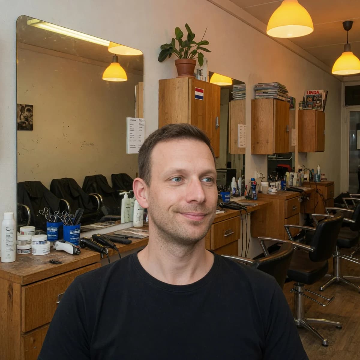 Portret van kapper Daan Vos in zijn zaak