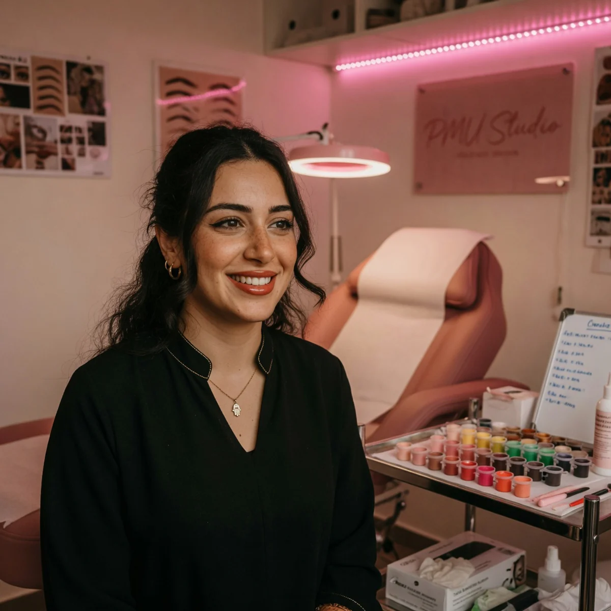 Portret van PMU-artiest Yara Mansour in haar studio
