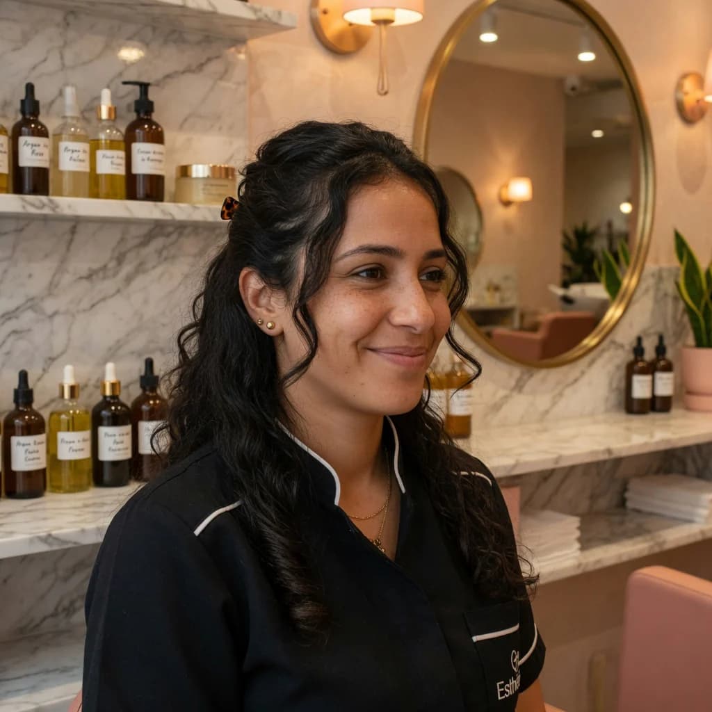 Portret van schoonheidsspecialiste Samira Benali in haar salon