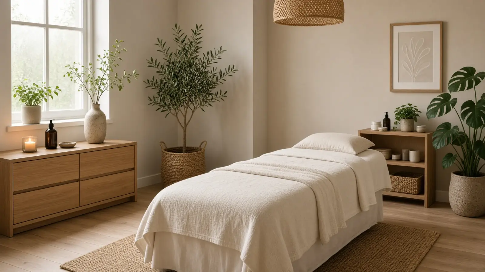 Waxsalon behandelkamer met behandelbed en warm licht