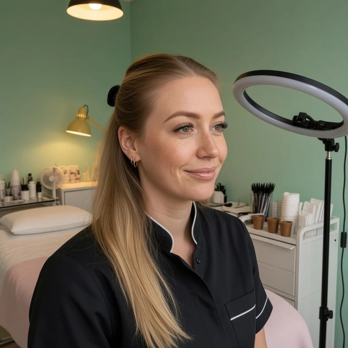 Portret van wenkbrauwstyliste Esmee Koster in haar salon