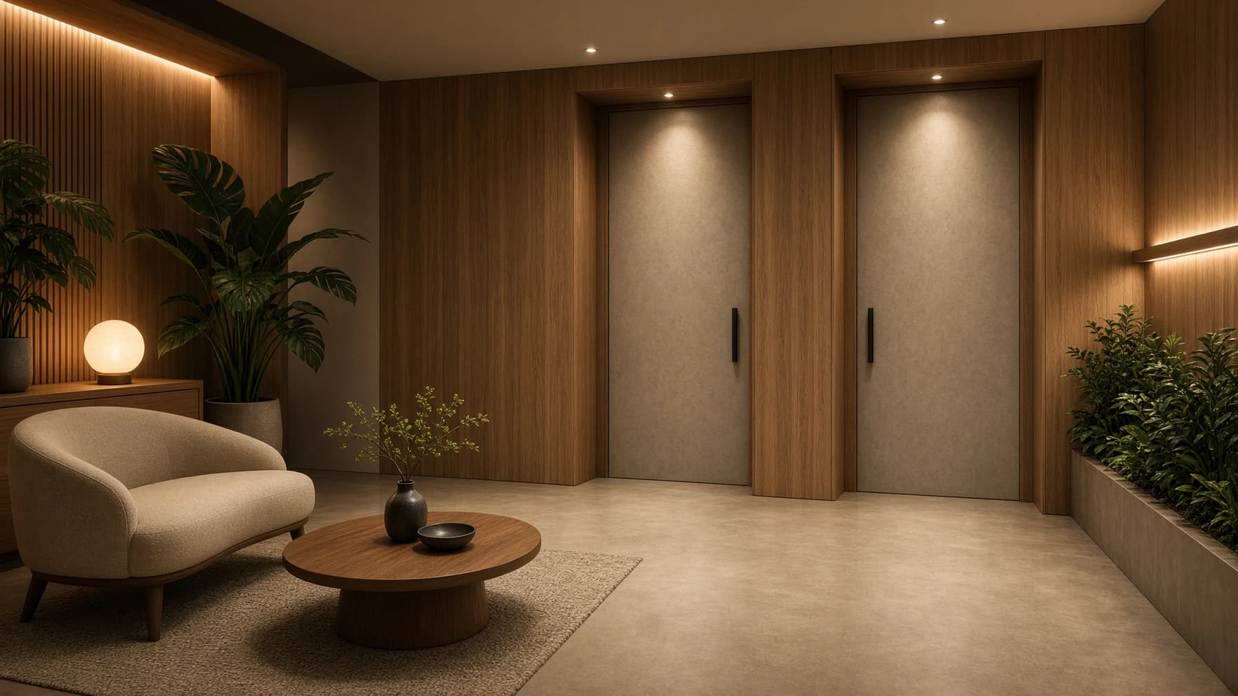 Zonnestudio met cabines, warme lampen en een rustige ontvangst